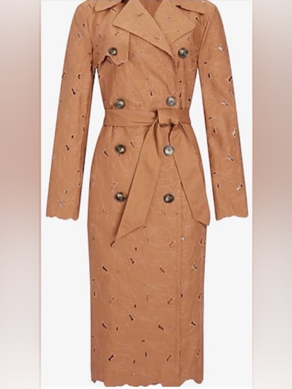 Express Floral Cutout Trench Coat | Belted | Pecan Brown | NWOT | Size S/M